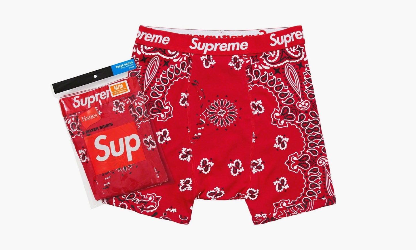 Supreme Hanes Bandana Boxer Briefs (2 Pack) «Red» - SUP-FW22-329 | Grailshop