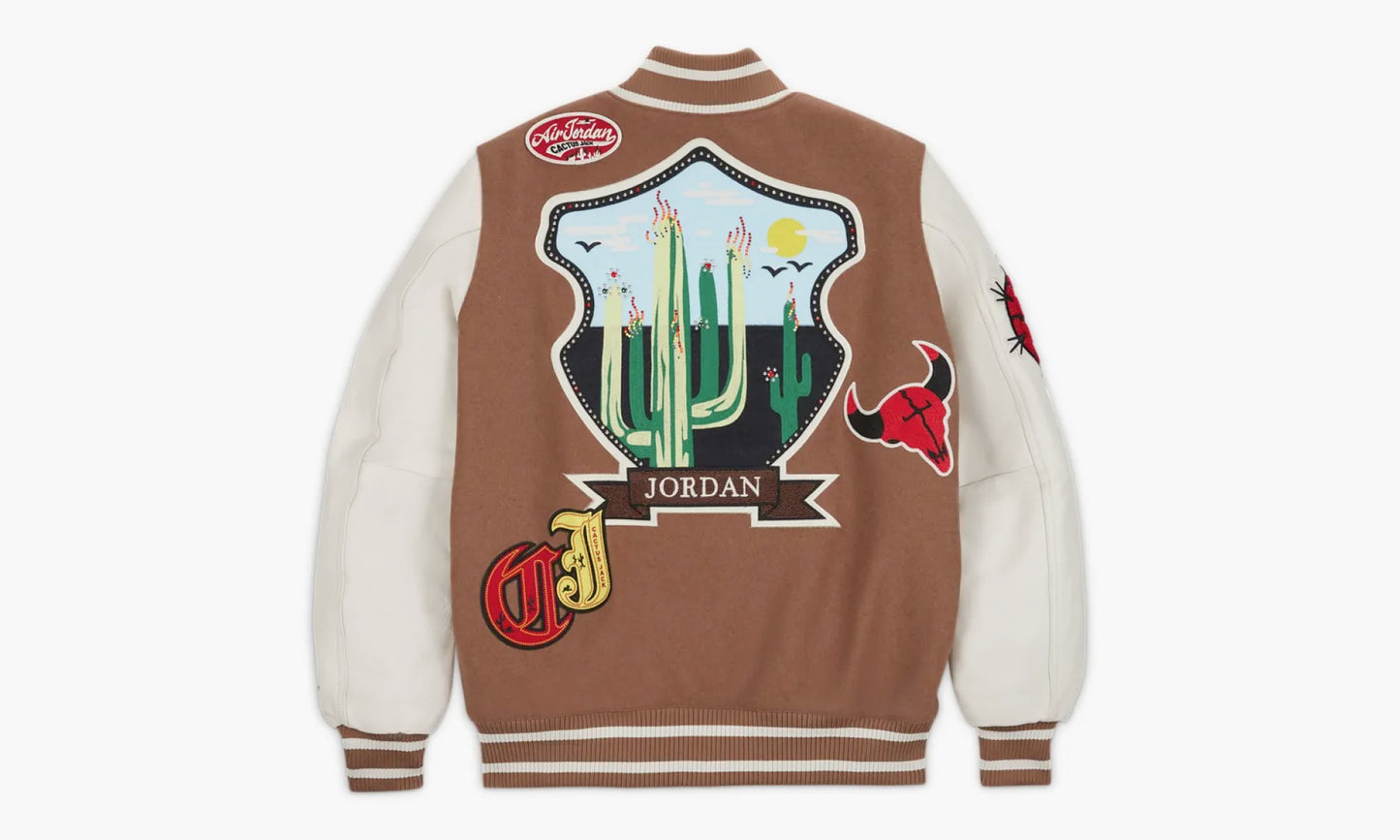 Travis Scott x Jordan Varsity Jacket «Antique Brown» - DO4104 256 | Grailshop