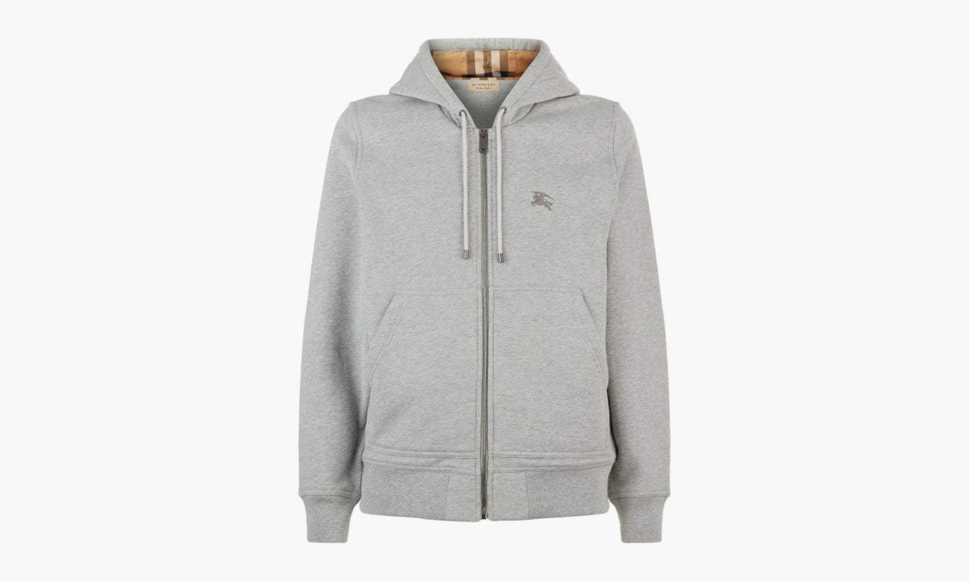 Burberry Clarendon Check Embroidery Logo Zip Hoodie "Grey" - 40155601 | Grailshop