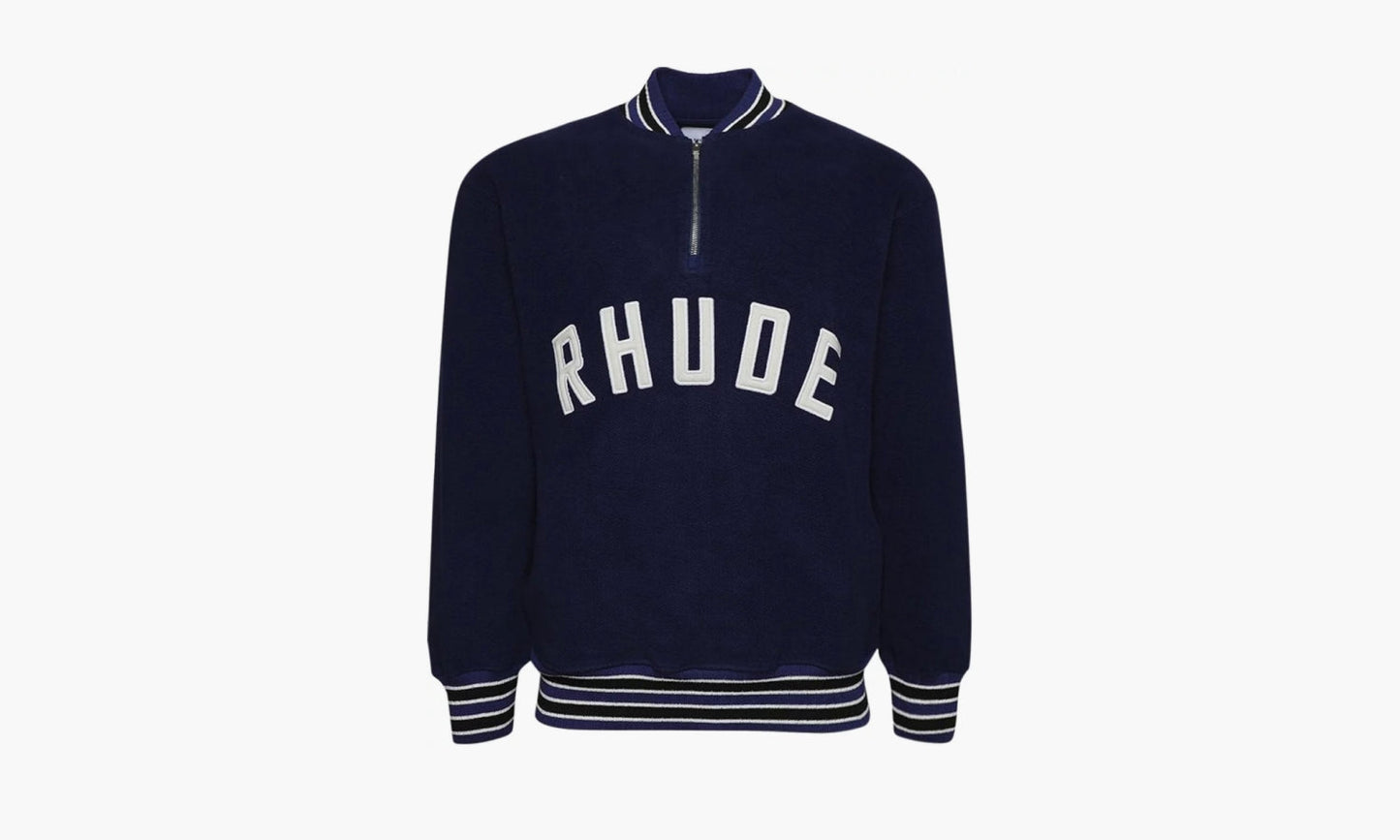 RHUDE Quarter Zip Varsity Jacket "Midnight Blue" - PS24JA121501372137 | Grailshop