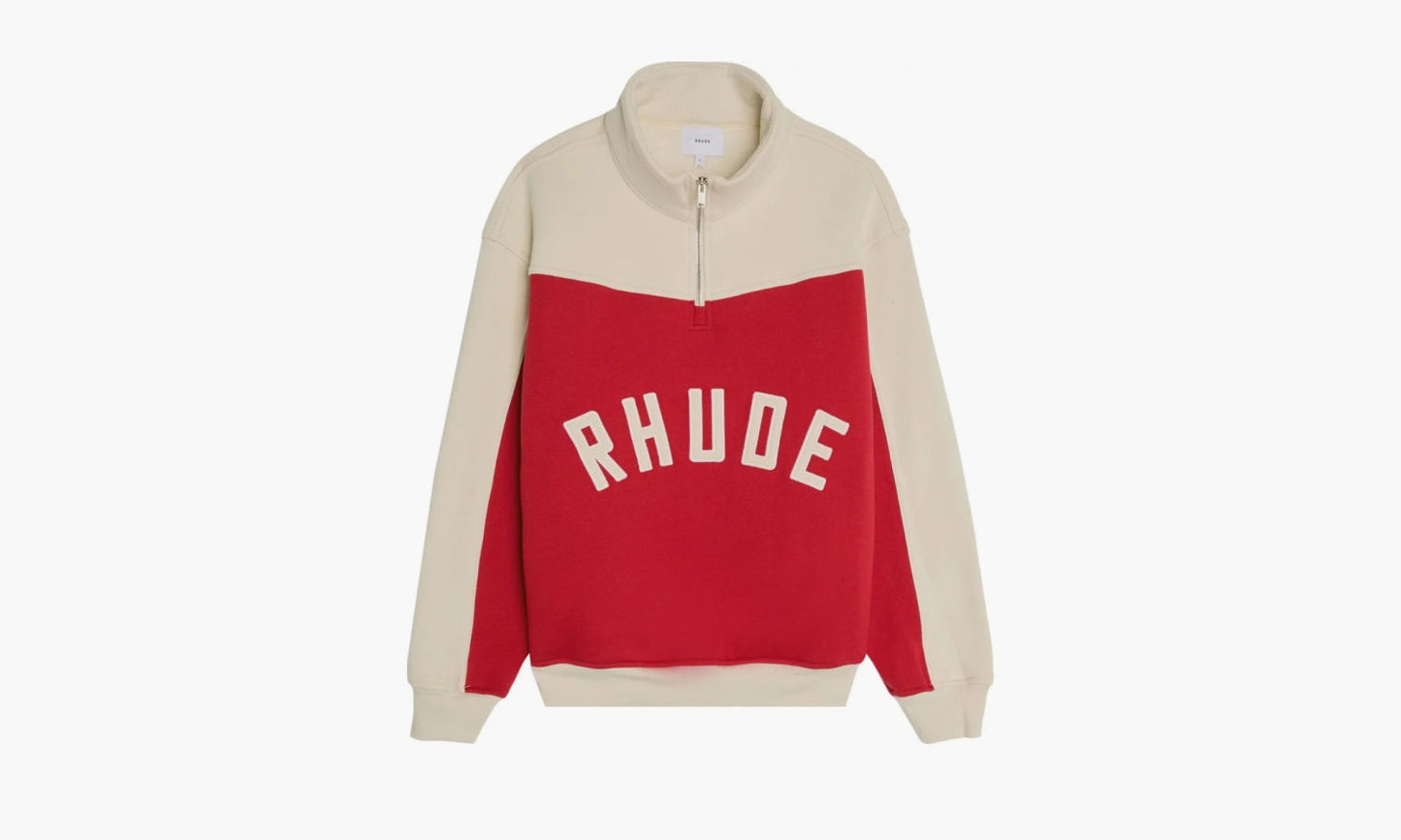 RHUDE Contrast Quarter Zip Varsity Jacket "Red / Cream" - SS24JA09167307 | Grailshop