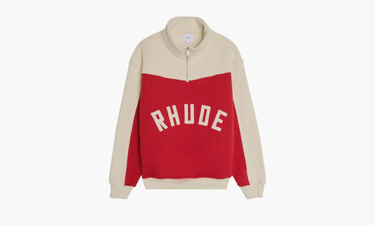 RHUDE Contrast Quarter Zip Varsity Jacket "Red / Cream" - SS24JA09167307 | Grailshop