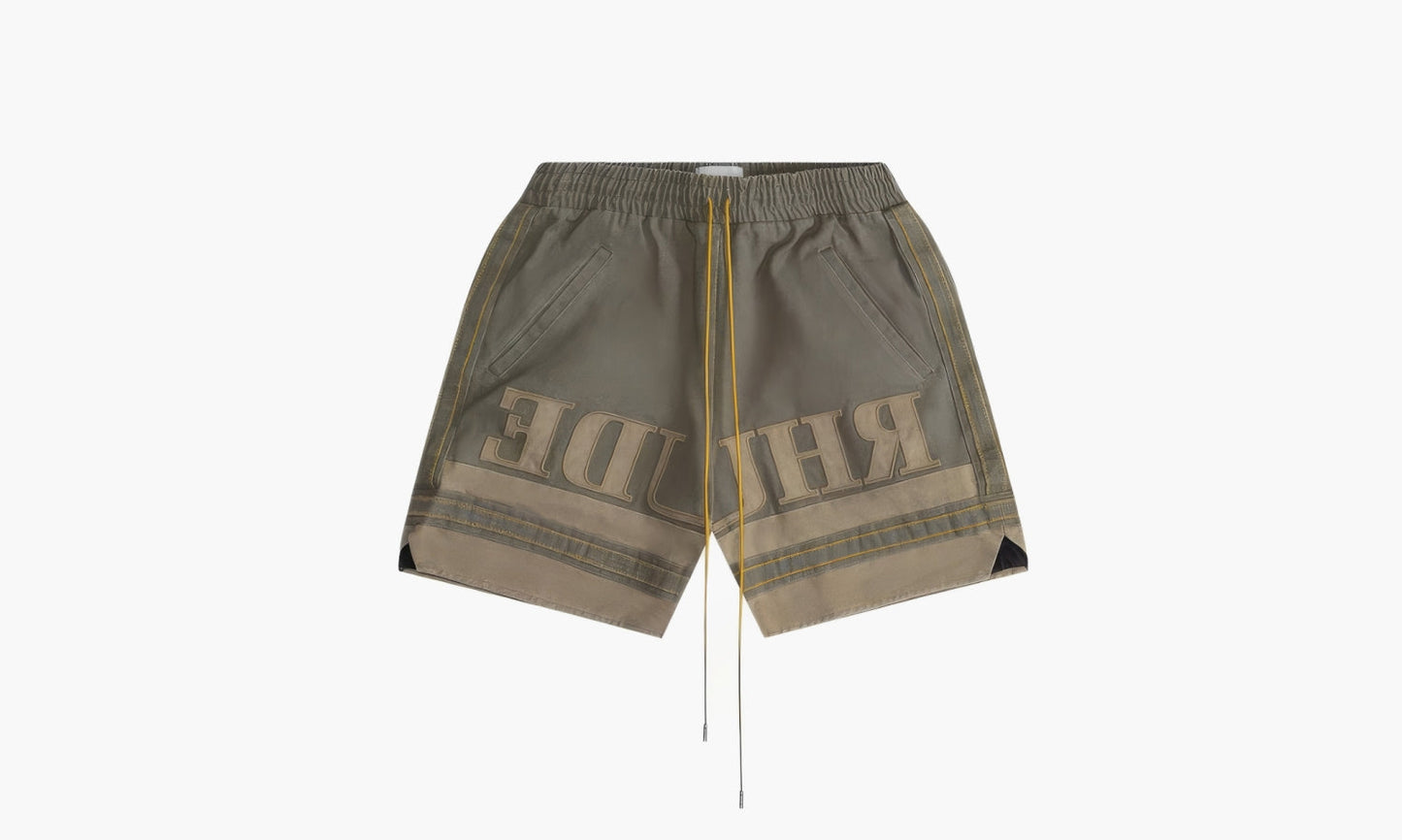 RHUDE Embroidered Canvas Logo Shorts "Olive Tan" - FW23SH04418878 | Grailshop