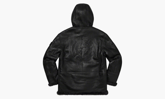 Stone Island x Supreme Hand Painted Hooded Shearling Jacket «Black» - SUP-FW20-300 | Grailshop