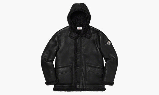 Stone Island x Supreme Hand Painted Hooded Shearling Jacket «Black» - SUP-FW20-300 | Grailshop
