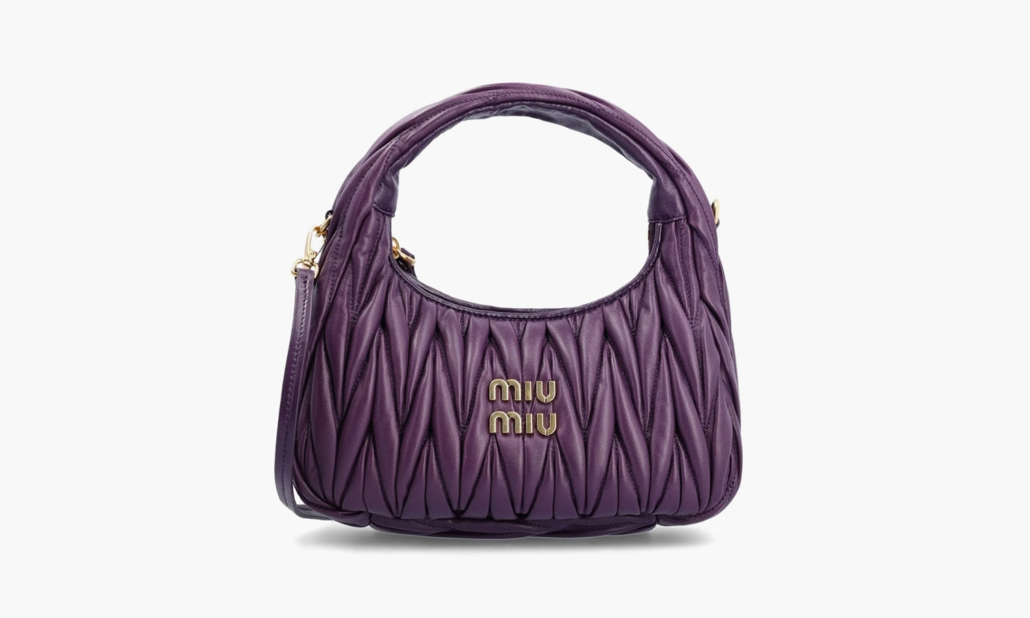 Miu Miu Wander Matelasse Nappa Leather Hobo Bag "Violet" - 5BC125-N88-F0030-V-OOY | Grailshop