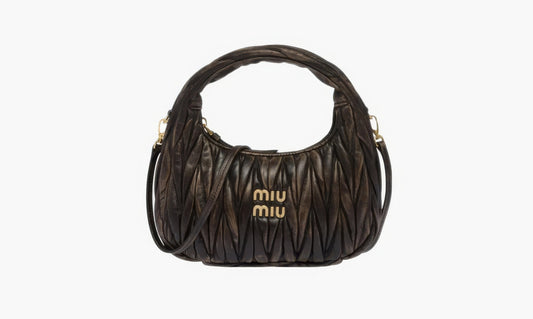 Miu Miu Wander Matelasse Nappa Leather Hobo Bag "Sand / Coffee" - 5BC108_2F6Q_F0V6L_V_OOY | Grailshop