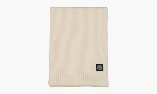 Stone Island Junior Logo Patch Ribbed Knit Scarf “Cream White” - 7716N02A8V0099 | Grailshop