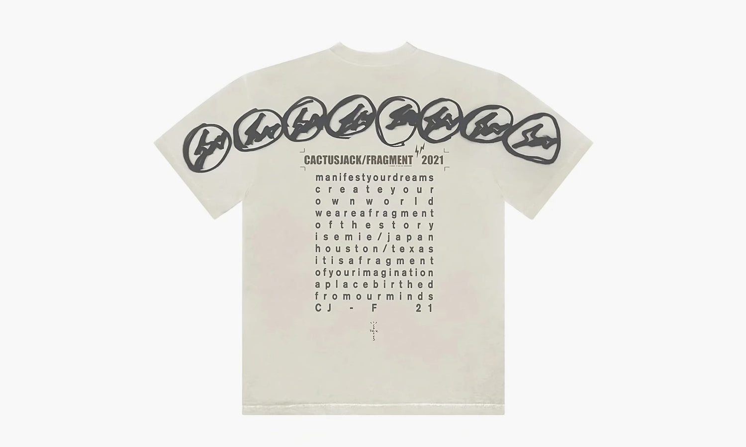 Travis Scott Cactus Jack x Fragment Manifest T-shirt “White” - CJFN-SS28 | Grailshop
