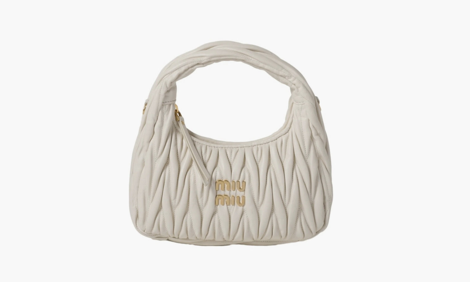 Miu Miu Wander Matelasse Nappa Leather Hobo Bag "White" - 5BC153-N88-F0009-V-OOO | Grailshop