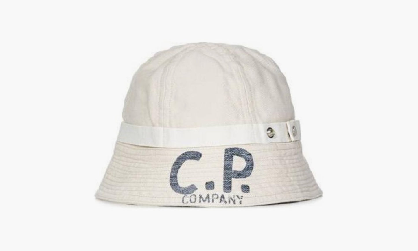 C.P. Company Logo Print Cotton Bucket Hat "White" - 16CMAC253A110100A003 | Grailshop